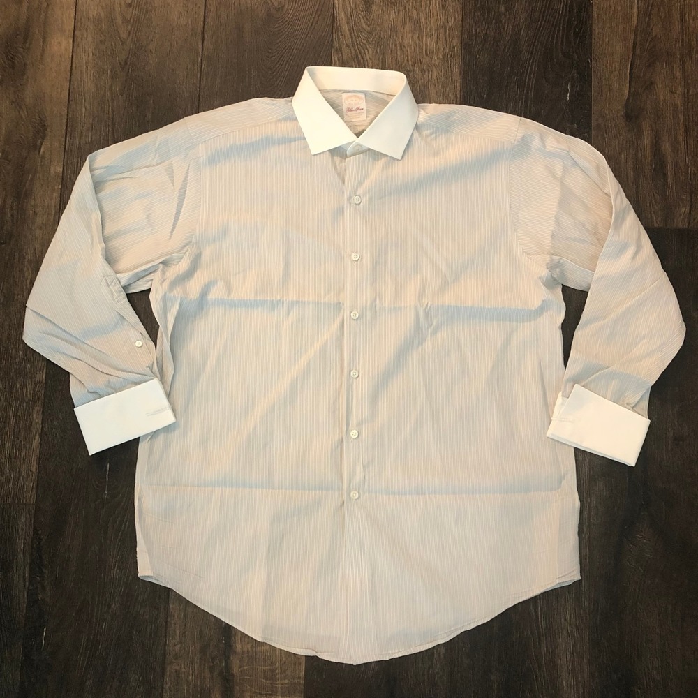 Brooks Brothers Golden Fleece Tuxedo Shirt Gray French Cuffs 17 - 33 ITALY USA